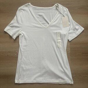 Women's White A New Day Short Sleeve Shirt Size Medium NEW WITH TAGS